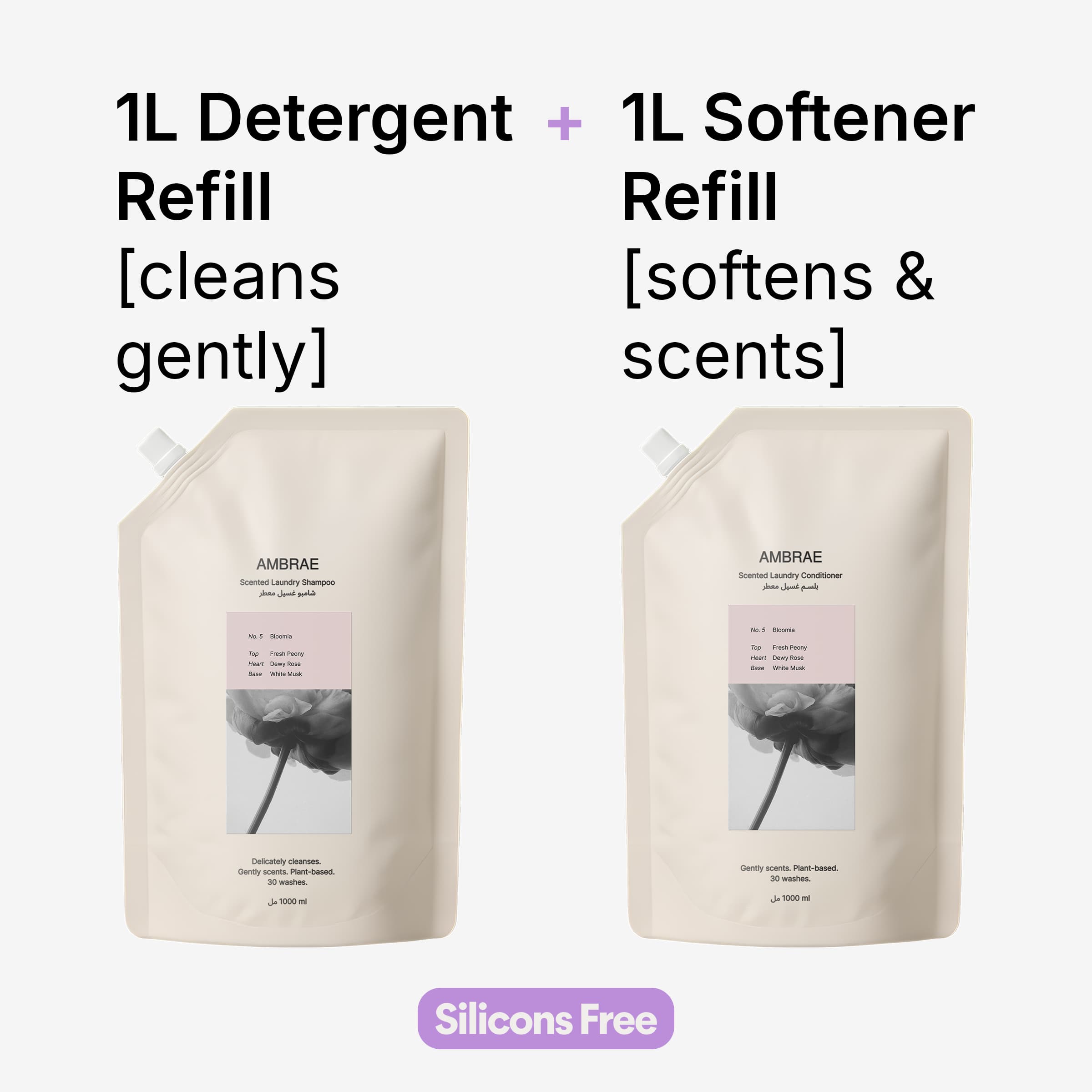 Bloomia No.5 - Scented Laundry Shampoo & Conditioner REFILL 2x1L